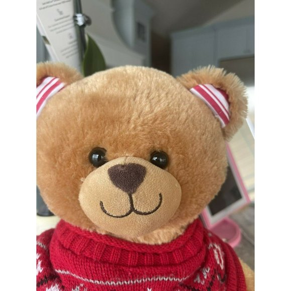 BUILD A BEAR Peppermint Paws Candy Cane Bear Full Size Plush With Sweater - Picture 2 of 10